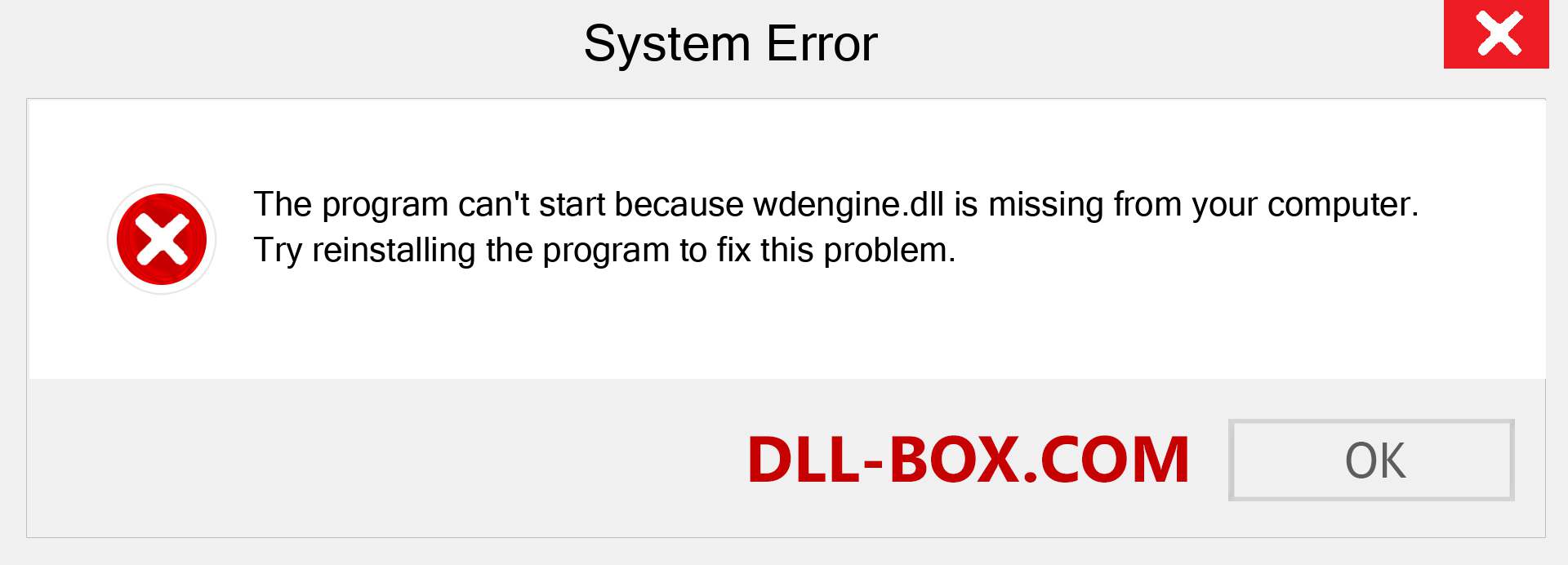  wdengine.dll file is missing?. Download for Windows 7, 8, 10 - Fix  wdengine dll Missing Error on Windows, photos, images